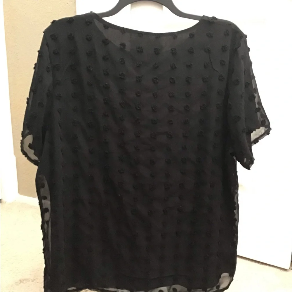 Black Swiss Dot lined top - Picture 2 of 6